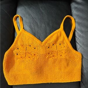H&M Bright Orange Crochet Top Size S